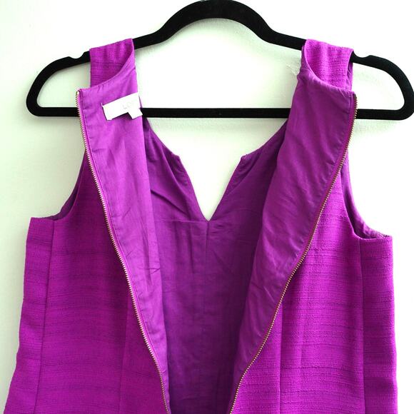 Loft Purple Sweetheart Neckline Shift Mini Dress With Pockets Women's Size 4 - Picture 7 of 10